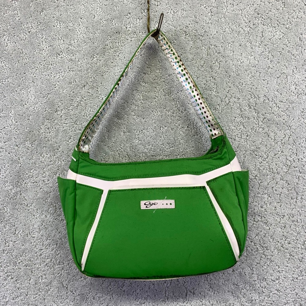 Ogio Green Shoulder Bag Purse‎ White Trim Polka Dot Strap Womens Y2k